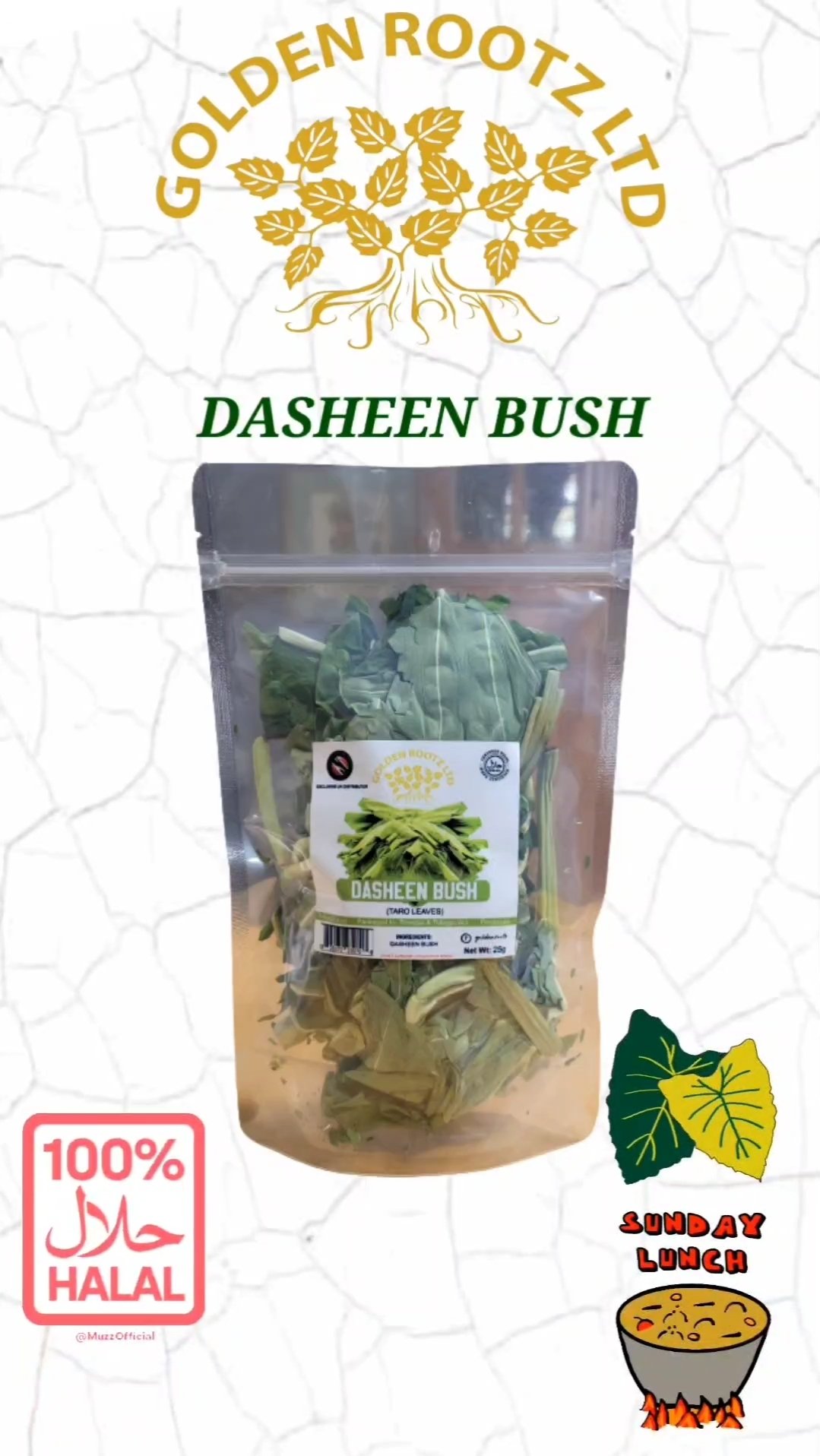 (2 PACKS) DASHEEN BUSH / TARO LEAVES (FREEZE DRIED) – GOLDEN ROOTZ LTD